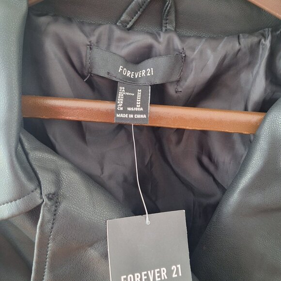 Forever 21 Long Moto Jacket or short moto dress Faux Leather Size Small NWT - Picture 3 of 4